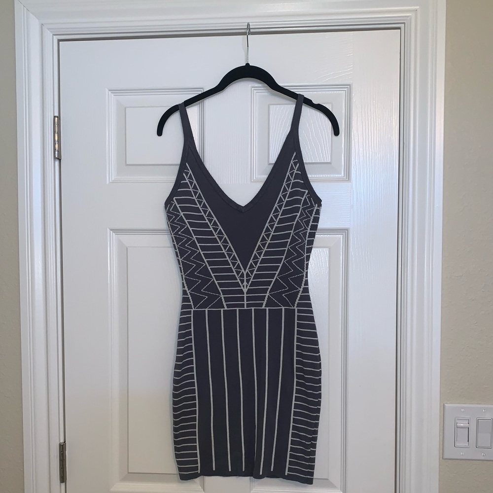 Grey and White Patterned Dress